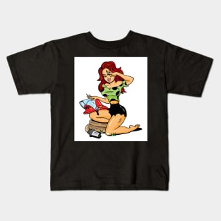 FIRE DEPT PIN UP BABE Kids T-Shirt